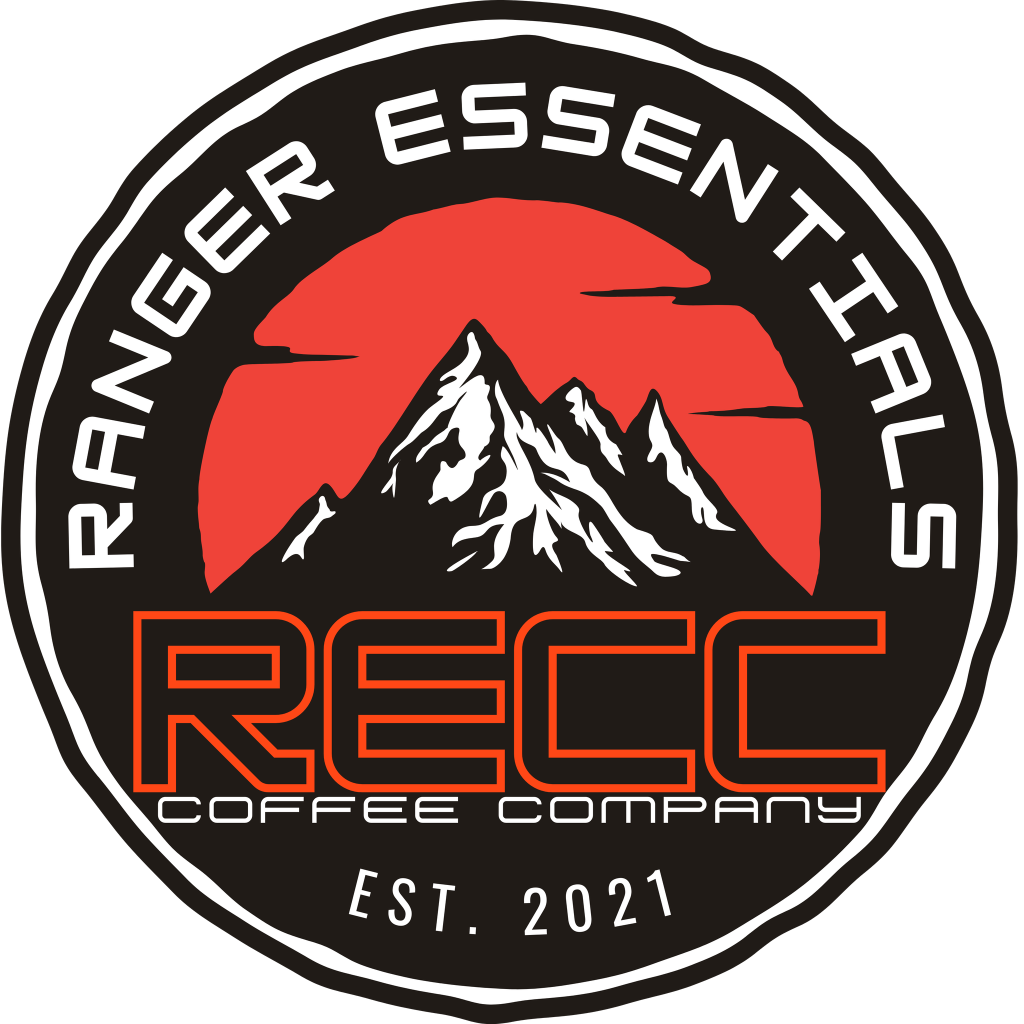 RECC Sticker w Trace Text & Mountain Waterproof Vinyl Logo 3 in.